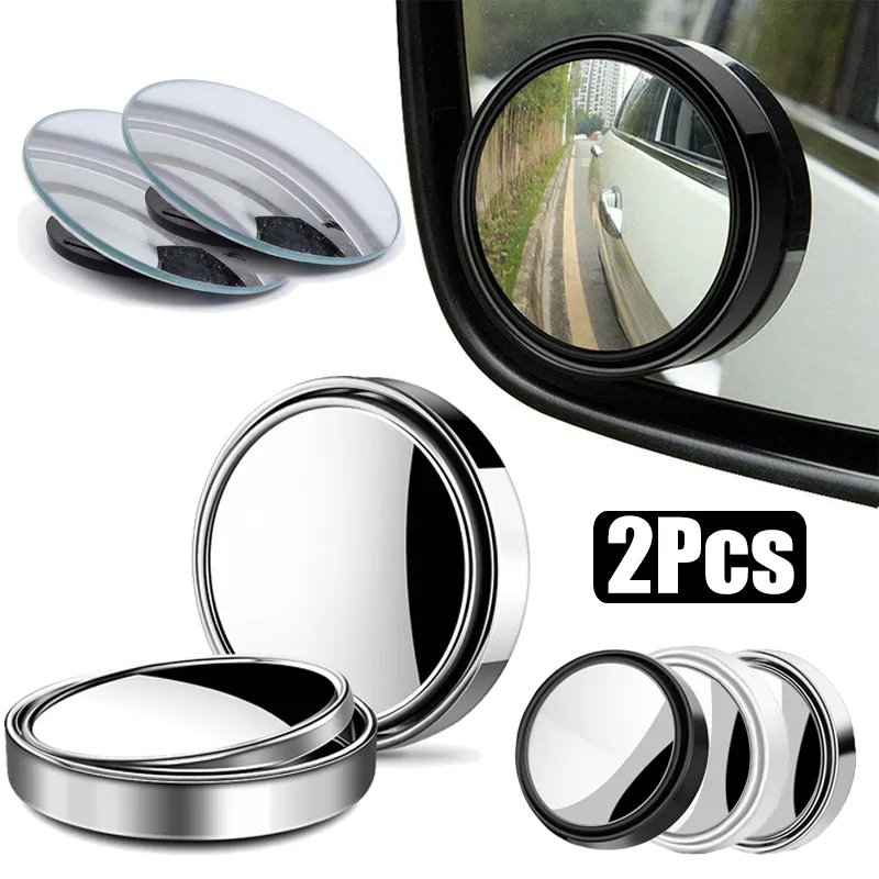 Car Blind Spot Mirror - 360 ° กระจกมองหลังแบบโค้งมนปรับมุมได้ 2 ชิ้น สำหรับมองจุดบอด