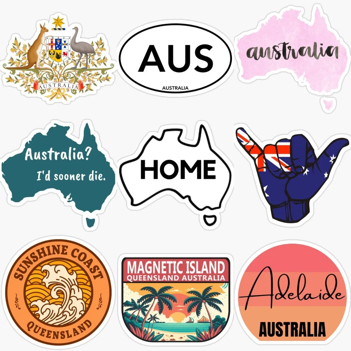 Car Accessories Australia - Creative AUS ออสเตรเลียธงแผนที่สัญลักษณ์แห่งชาติ Kangaroo PVC สติกเกอร์สําหรับตกแต่งตู้เย็นรถ