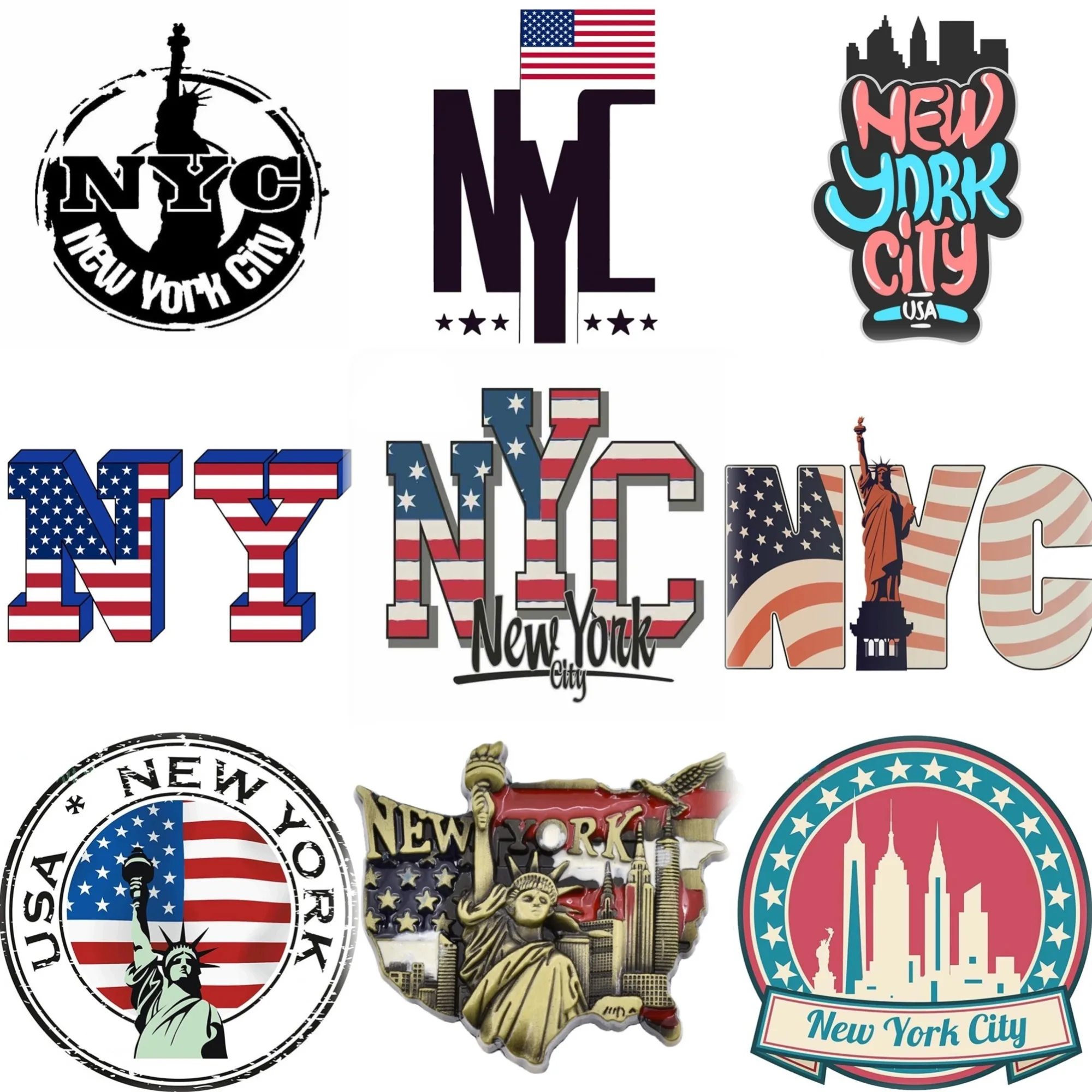 Car Accessories York - NYC แผนที่เมืองนิวยอร์ก รูปปั้นเทพีเสรีภาพ สติกเกอร์สร้างสรรค์สำหรับตกแต่งรถ รถตู้ จักรยาน