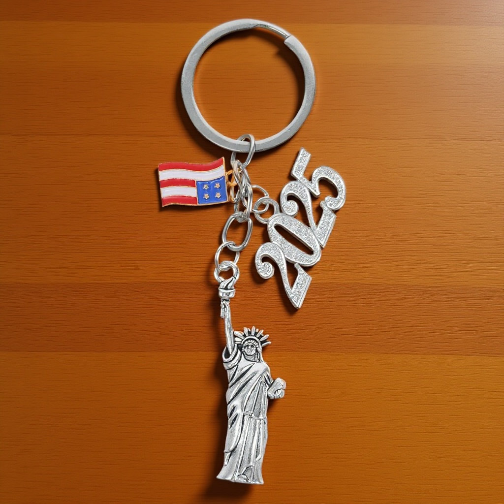 Car Accessories York - พวงกุญแจรูปเทพีเสรีภาพ จี้โลหะ ลายธงชาติอเมริกา ของที่ระลึกจากนิวยอร์ก อุปกรณ์เสริมสำหรับการเดินทาง ของตกแต่งเก๋ไก๋สำหรับรถยนต์