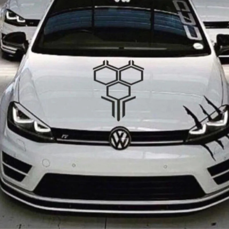 Car Accessories Racing - สติ๊กเกอร์ติดรถยนต์ลายรังผึ้งสำหรับตกแต่งฝากระโปรงหน้า สำหรับ Hyundai Accent, Kia Rio,