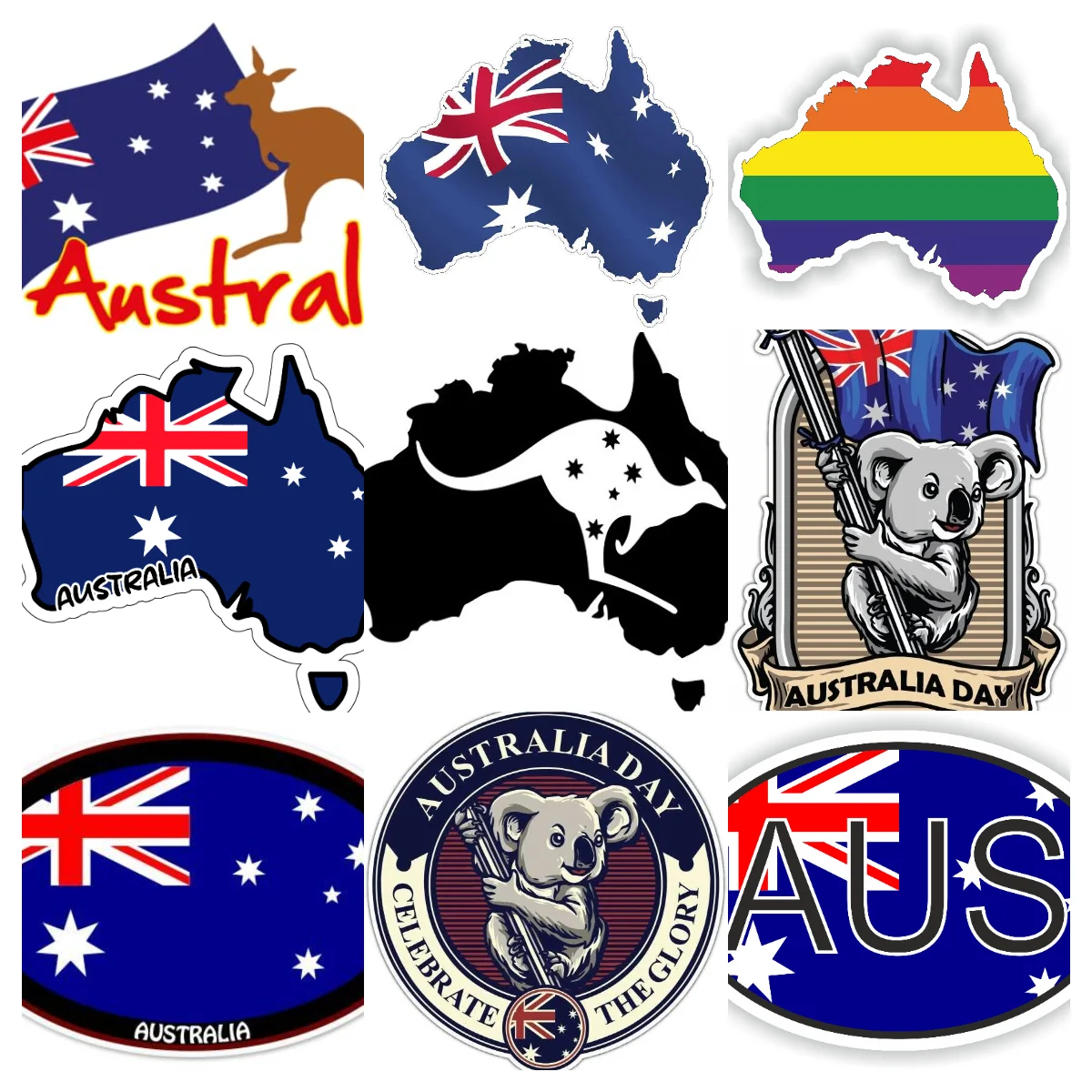 Car Accessories Australia - สัญลักษณ์แผนที่ธงชาติออสเตรเลีย สติ๊กเกอร์ติดรถยนต์ PVC สร้างสรรค์ สำหรับรถยนต์ รถตู้