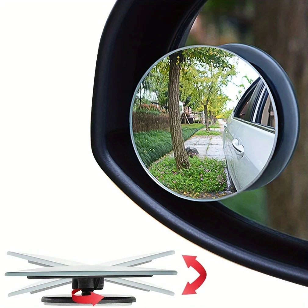 Car Blind Spot Mirror - กระจกมองหลังรถยนต์แบบกลม 2 ชิ้น สะท้อนแสง ปรับมุมมองได้ 360