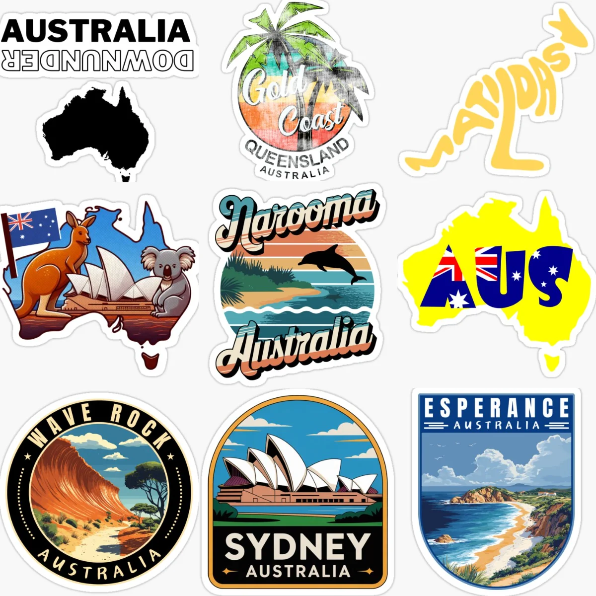 Car Accessories Australia - AUS ออสเตรเลียธงแผนที่ประเทศ ตราสัญลักษณ์สถานที่ท่องเที่ยว สติ๊กเกอร์ติดรถยนต์ PVC สร้างสรรค์