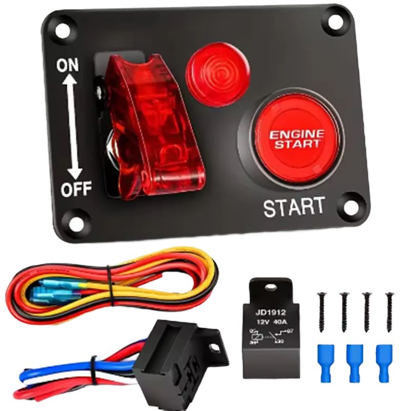 Car Accessories Racing - อุปกรณ์เสริมรถยนต์รถแข่ง 12V ไฟจุดระเบิด ปุ่มสตาร์ท สต็อป สวิตช์แบบกด