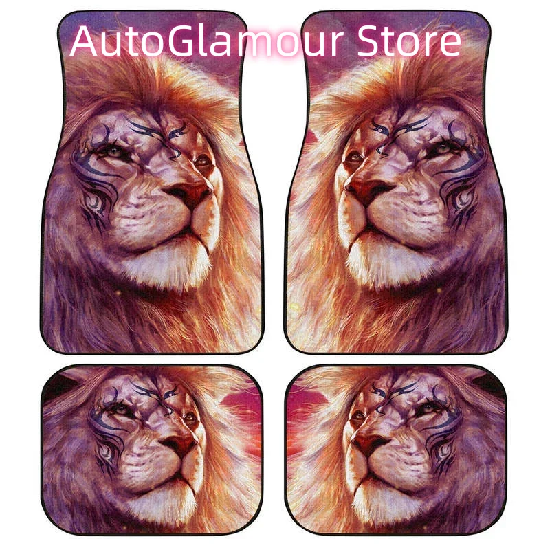Car Accessories Gift Ideas - พรมปูพื้นรถยนต์ลายสิงโตนักรบ อุปกรณ์ตกแต่งรถยนต์ลายสิงโตแบบกำหนดเอง ไอเดียของขวัญ แพ็ค 4 ชิ้น