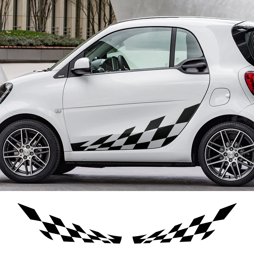 Car Accessories Racing - 2PCS ประตูรถด้านข้างตาข่าย PVC ฟิล์มสติกเกอร์สำหรับ Mercedes Benz