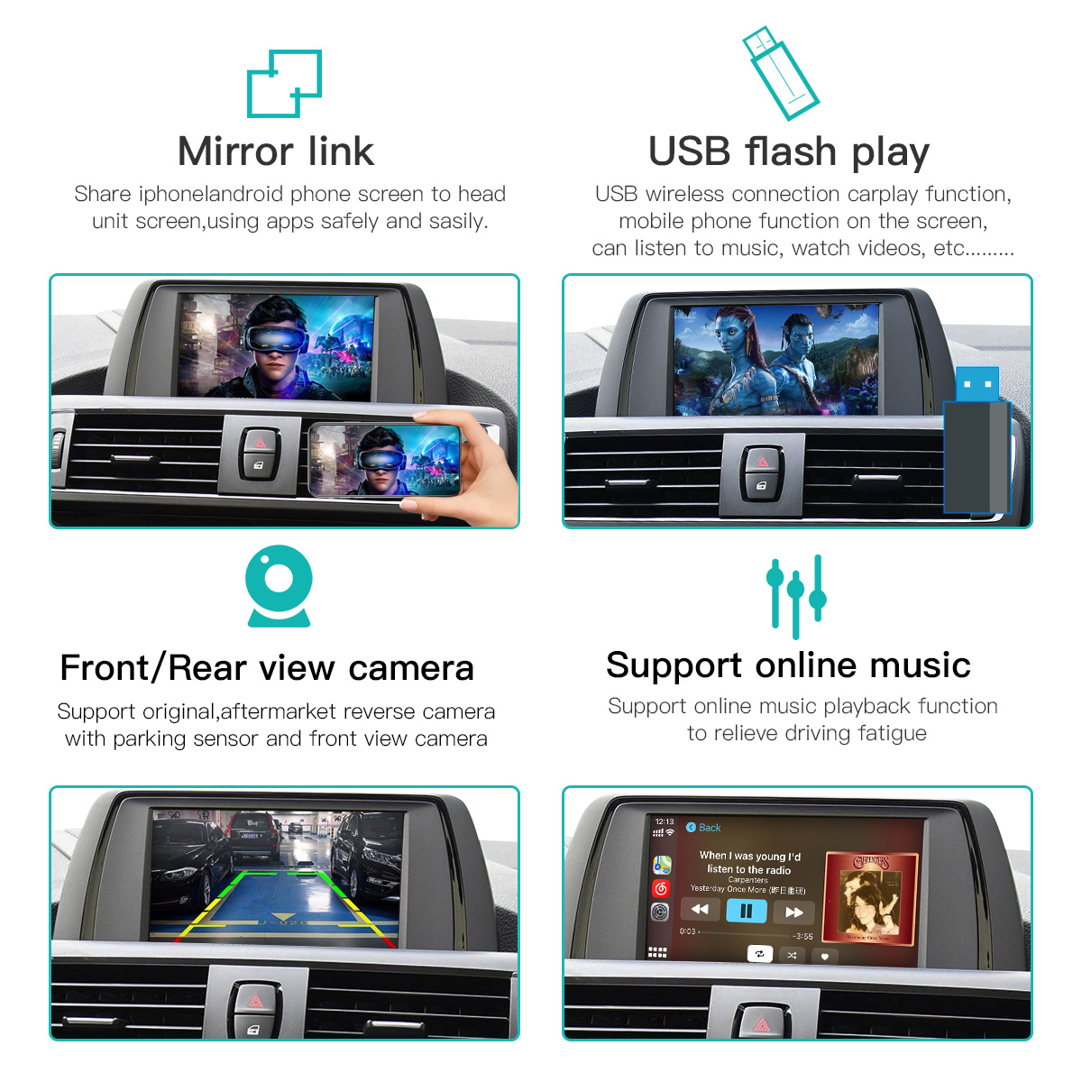 อินเทอร์เฟซมัลติมีเดีย Carplay - Rear Camera For Car บทวิจารณ์และราคา