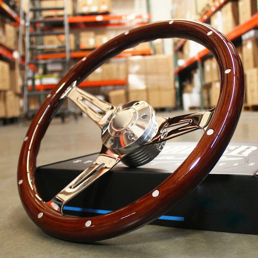 พวงมาลัยรถยนต์ไม้คลาสสิกตกแต่ง - Car Accessories Racing บทวิจารณ์และราคา
