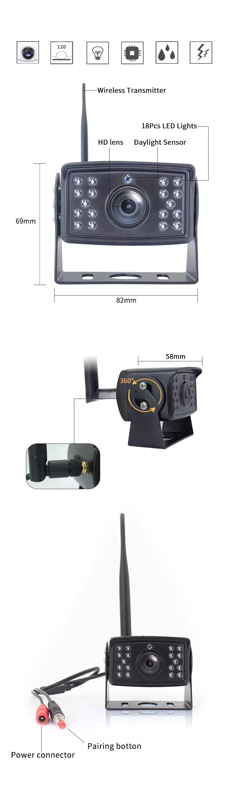ระบบกล้องมองหลังไร้สาย 720P สำ - Rear Camera For Car บทวิจารณ์และราคา