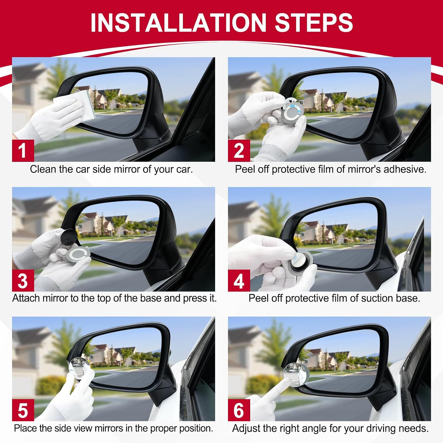 กระจกมองหลังแบบโค้งมน HD ไร้กร - Car Blind Spot Mirror บทวิจารณ์และราคา