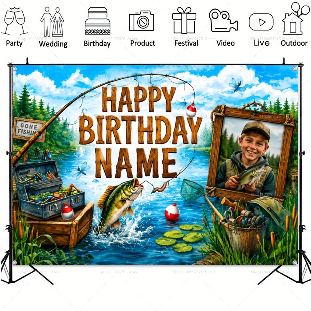 ฉากหลังธีมตกปลาพร้อมชื่อและรูป - Car Accessories Banner บทวิจารณ์และราคา