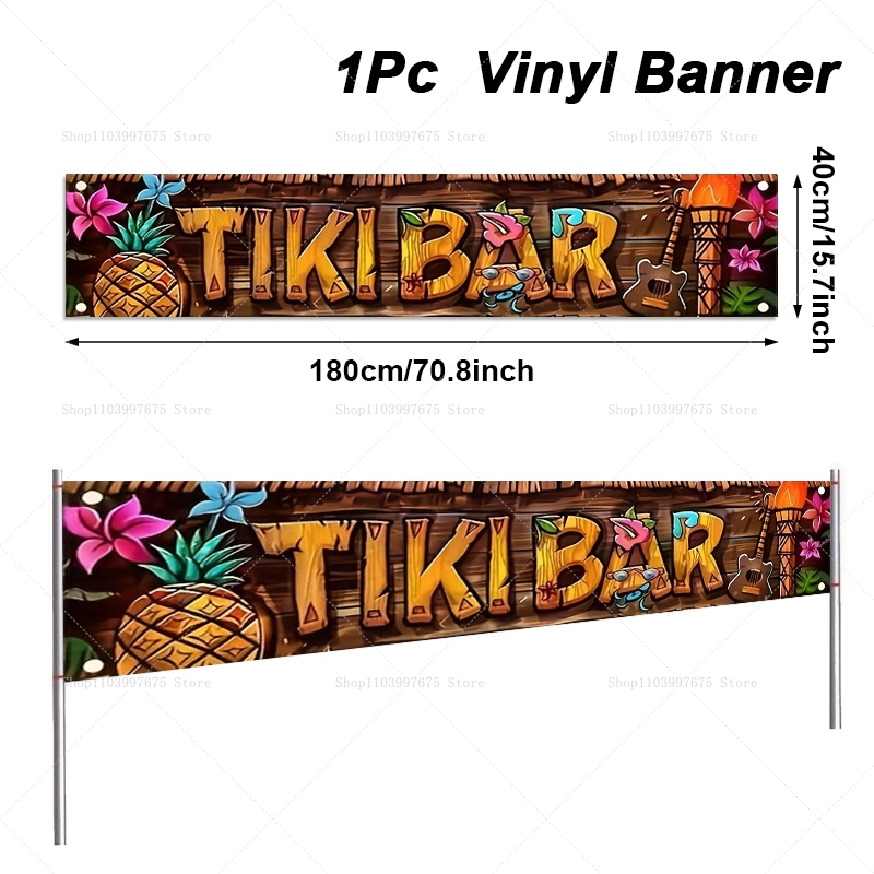 Tiki Barแบนเนอร์Tropical Hawai - Car Accessories Banner บทวิจารณ์และราคา